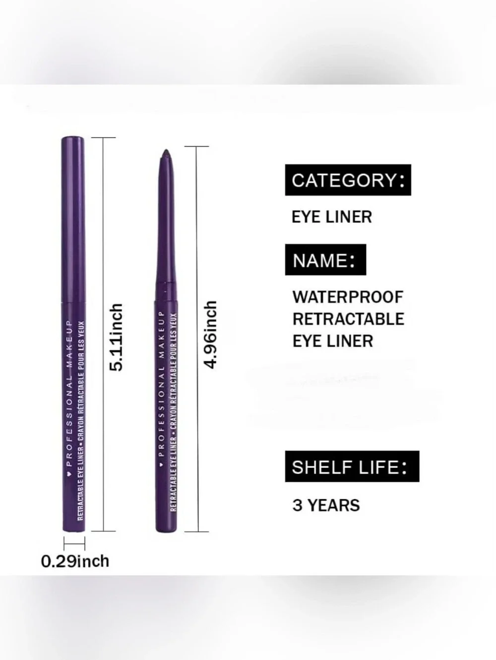 Retractable Creamy  Smudge Proof, Waterproof Eyeliner- Purple Sealed